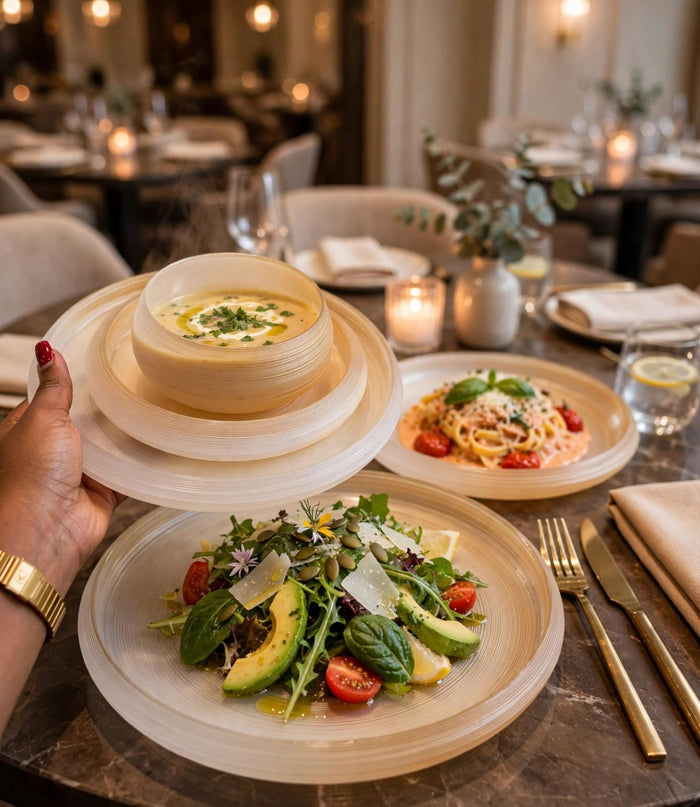 Champagne Gold Swirl 18 Piece Frosted Glass Dinner Set with 6 Dinner Plates, 6 Pasta Bowls and 6 Soup Bowls, available in Nairobi, Kenya