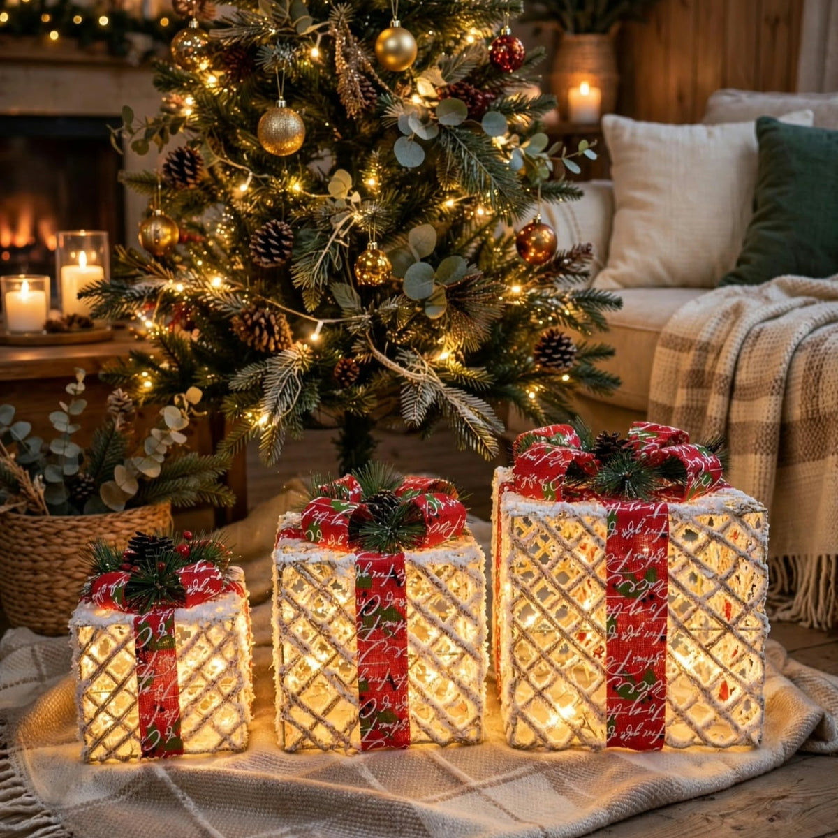 Christmas Light Gift Boxes, 25 x 25 x 30 cm, 20 x 20 x 25 cm and 15 x 15 x 20 cm - available in Nairobi, Kenya