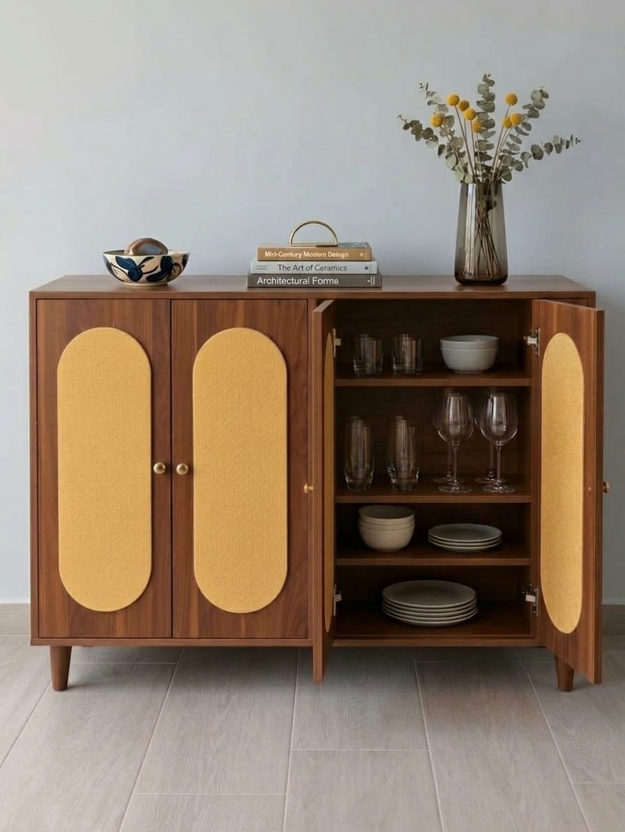 Credenza buffet cabinet made from heavy-density board, measuring 140 cm wide, 40 cm deep and 100 cm tall, available in Nairobi, Kenya.