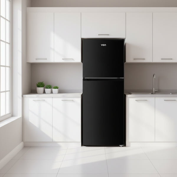 von 181l double door fridge no frost dark inox top mount freezer refrigerator kitchen appliance 545x555x1340mm
