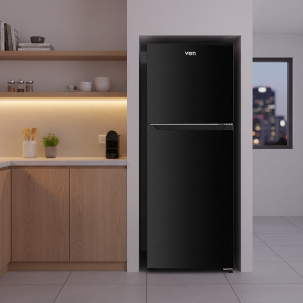 von 197l double door fridge no frost dark inox top mount freezer refrigerator