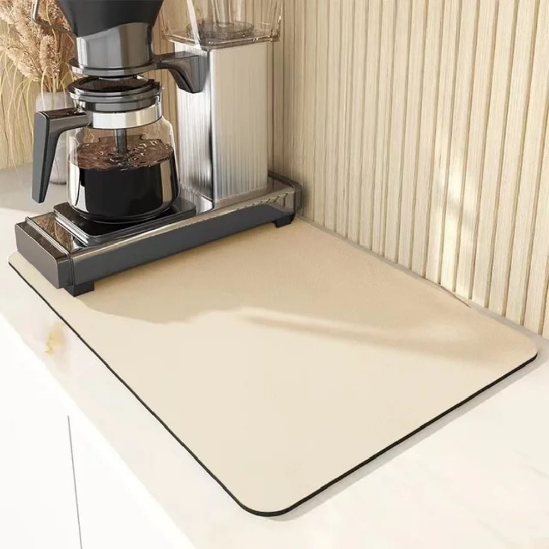 Beige Variant: Diatom mud rubber dish drying mat 40 × 50cm in beige, available in Nairobi, Kenya