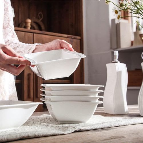 Fancy Shapely Ceramic Bowls Set of 6 – 6 Inch, 400ml