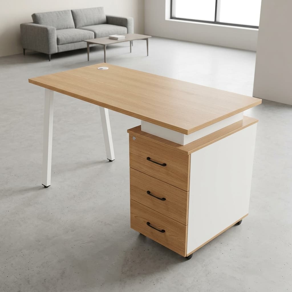 1.2Meter Office Desk with 3 Drawer Pedestal Storage