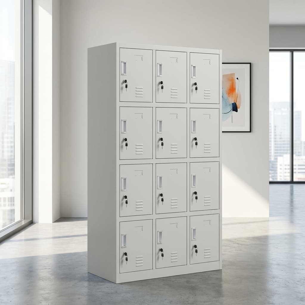 12-Door Steel Locker Cabinet with Individual Locks