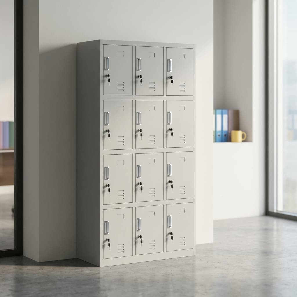 12-Door Steel Locker Cabinet with Individual Locks