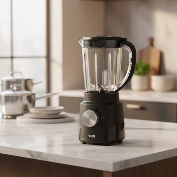von 500w plastic jar blender 1.5l black kitchen blender with grinder stainless steel blades home appliance food processor