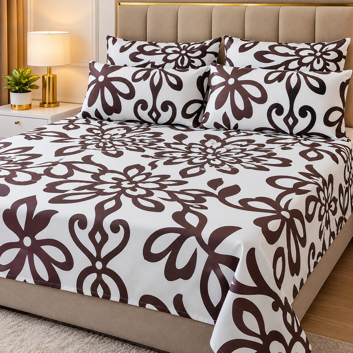 Extra King 100% pure cotton bedsheet set measuring 250cm by 280cm, including two bedsheets and four pillowcases, available in Nairobi, Kenya.