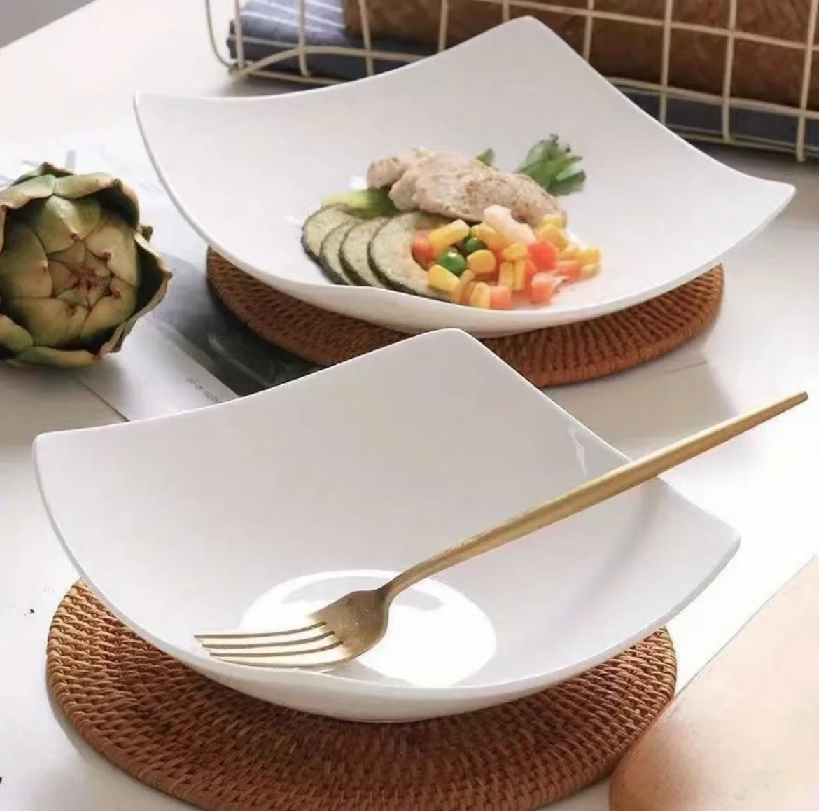 Gemelli Collections 8.5-inch Bone China Salad Plates Set of 6, white - available in Nairobi, Kenya