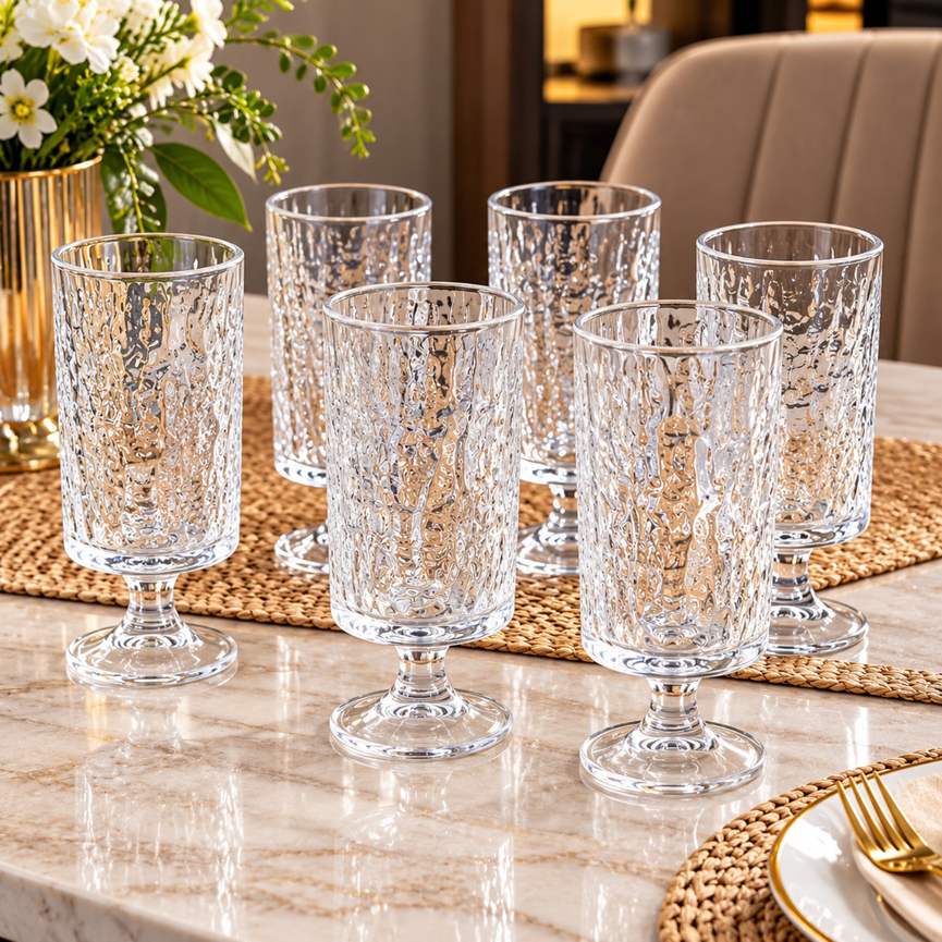 300ml Ribbed Highball Clear Glass for Water Juice Cocktails