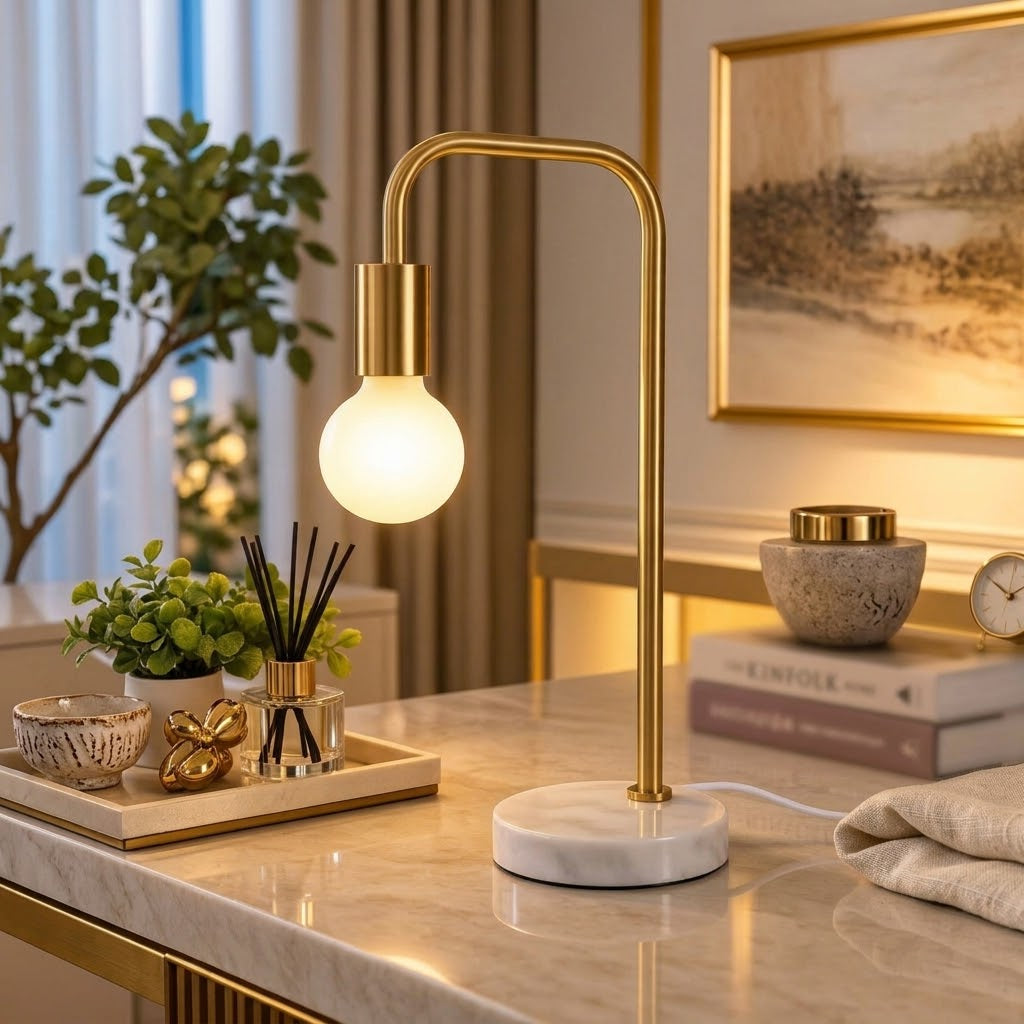 Gold and Marble Decorative Table Lamp with Warm Ambient Lighting - available in Nairobi, Kenya