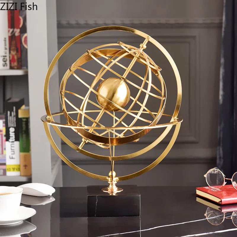 Gold-plated terrestrial globe with detailed world map design for home and office décor, available in Nairobi, Kenya.
