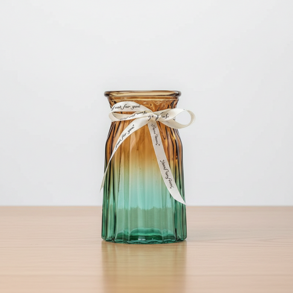Origami glass vase set in 18cm, 20cm, and 25cm sizes for modern floral displa