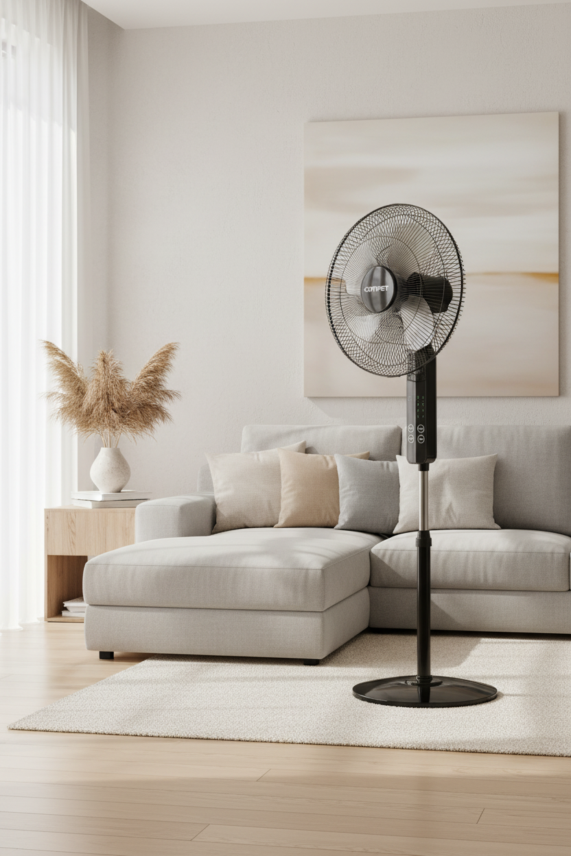 Gemelli Collections 16-inch metal stand fan with aluminium blades and remote control SF945SFN