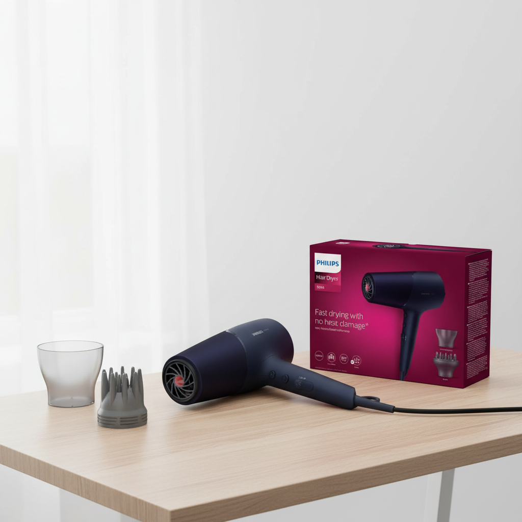 Gemelli Collections 5000 Series hair dryer with ThermoShield technology 2300W motor 4x ionic care 3 heat settings 2 speed settings and slim styling nozzle for fast drying smooth styling and frizz free shiny hair