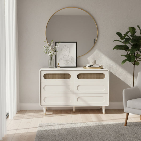 1Metre 6 Drawer Dresser with Push to Open Storage Unit