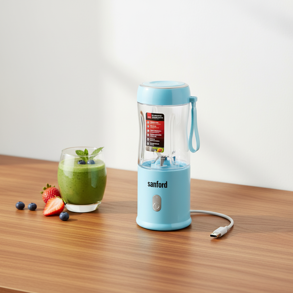 Gemelli Collections Sanford rechargeable 2-in-1 blender and power bank with stainless-steel blades SF6810BR