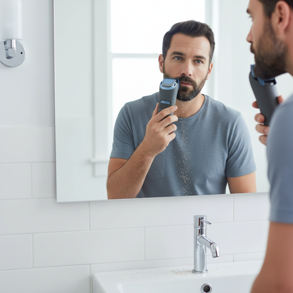 Gemelli Collections Philips 3000 Series beard trimmer with rounded tip blades 20 length settings 0.5mm precision steps waterproof design and 60 minutes cordless runtime for precise beard trimming and grooming