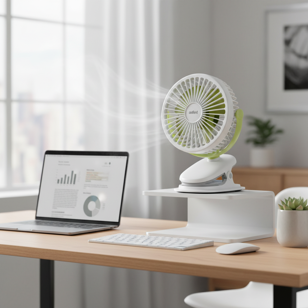 Gemelli Collections rechargeable portable clip fan with USB charging and 360-degree adjustable rotation SF6664PCF