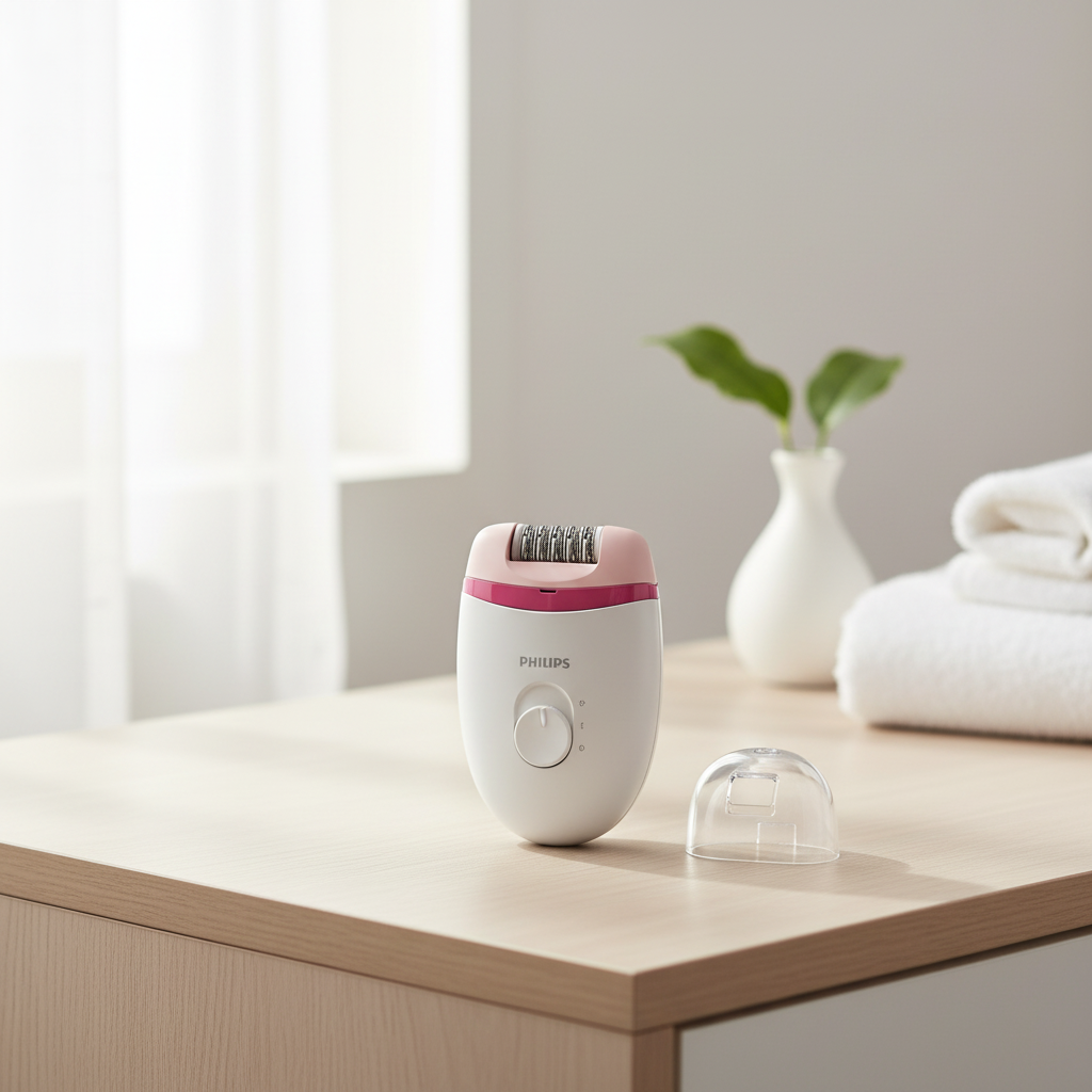 Gemelli Collections Philips Satinelle epilator with ergonomic grip washable head and two speed settings designed to remove hairs as short as 0.5mm from the root for smooth long lasting hair removal.
