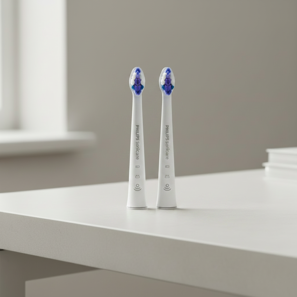Gemelli Collections Sonicare sensitive brush heads 2 pack white with extra soft bristles designed for gentle cleaning of sensitive teeth and gums and everyday oral care
