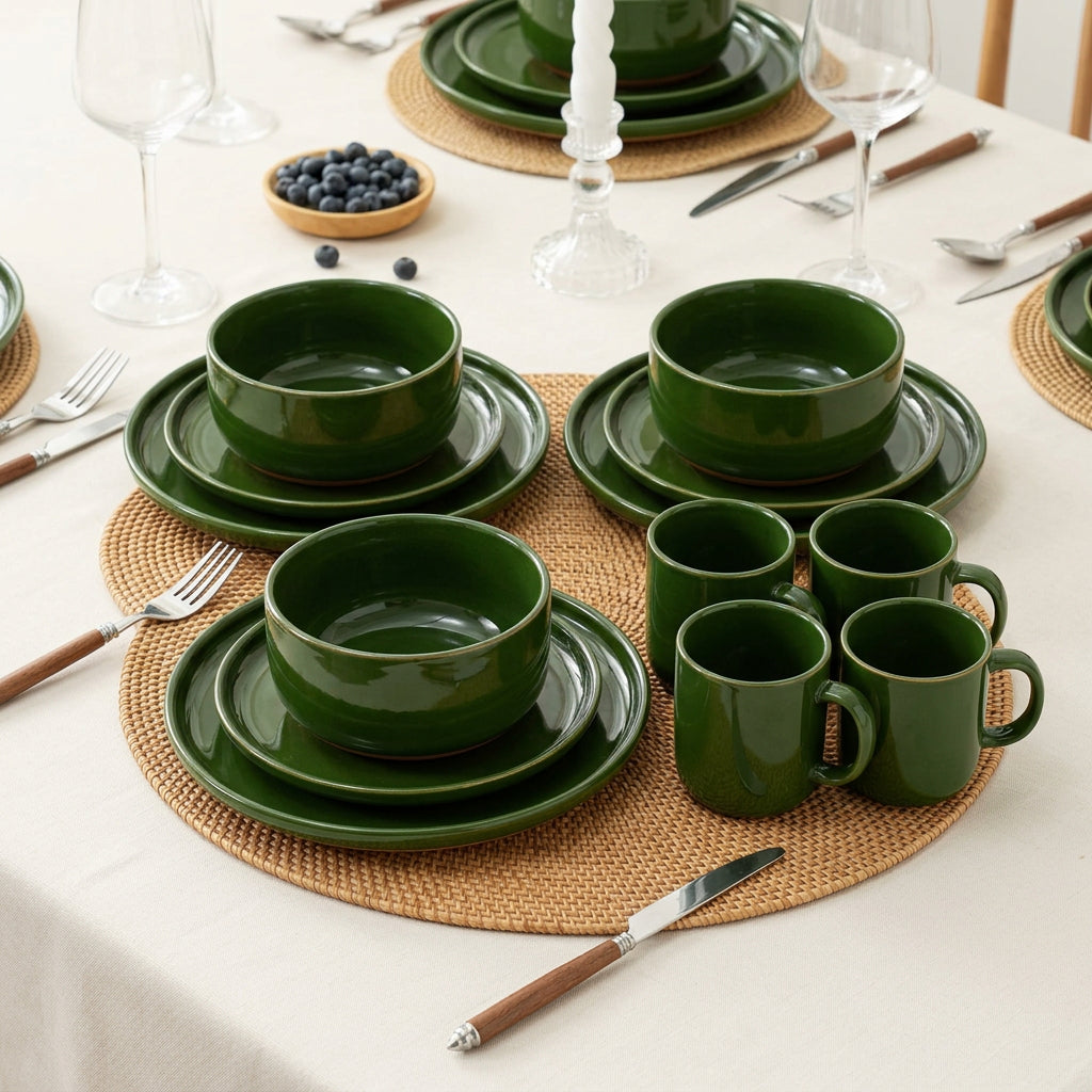 Dinner Set with Mugs, Side Plates, Bowls and Dinner Plates 16 Piece and 24 Piece Options