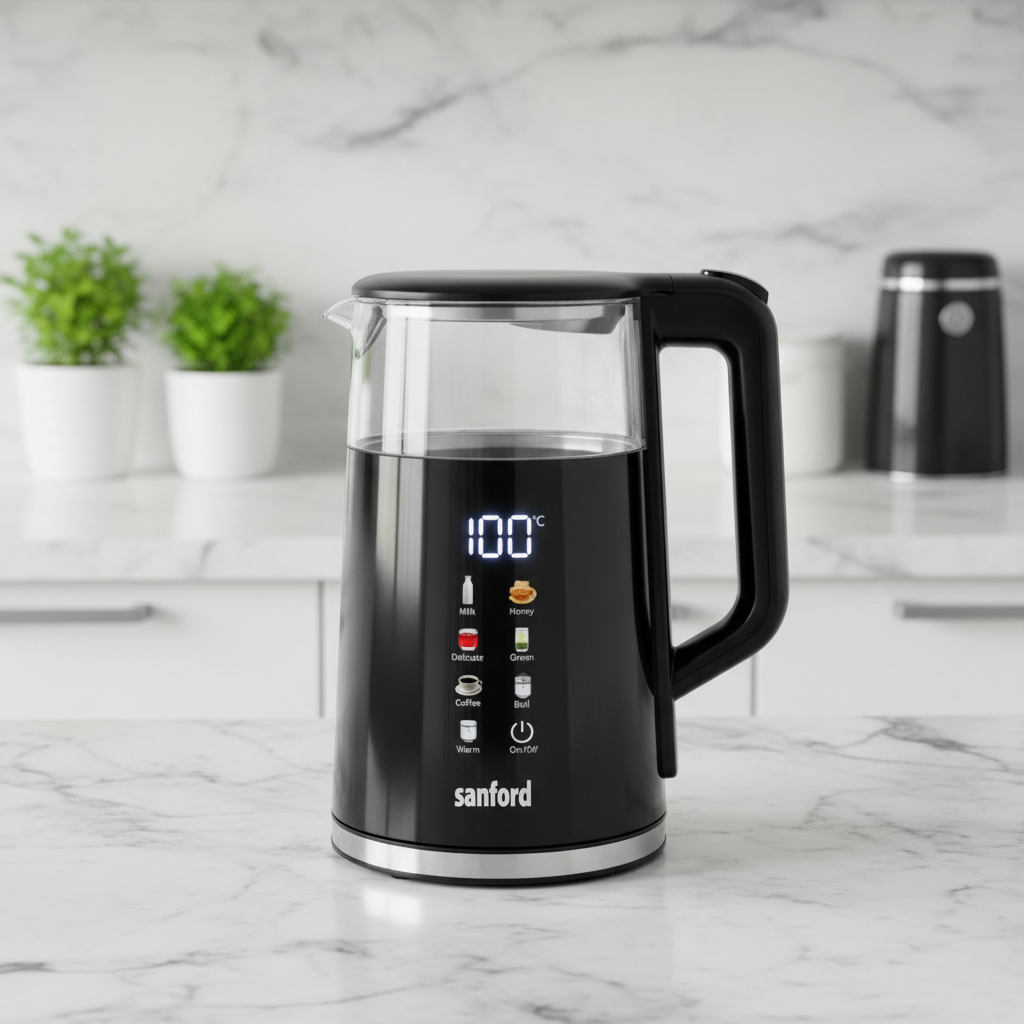 Gemelli Collections Sanford 1.7L smart glass kettle with digital touch display SF3361EK