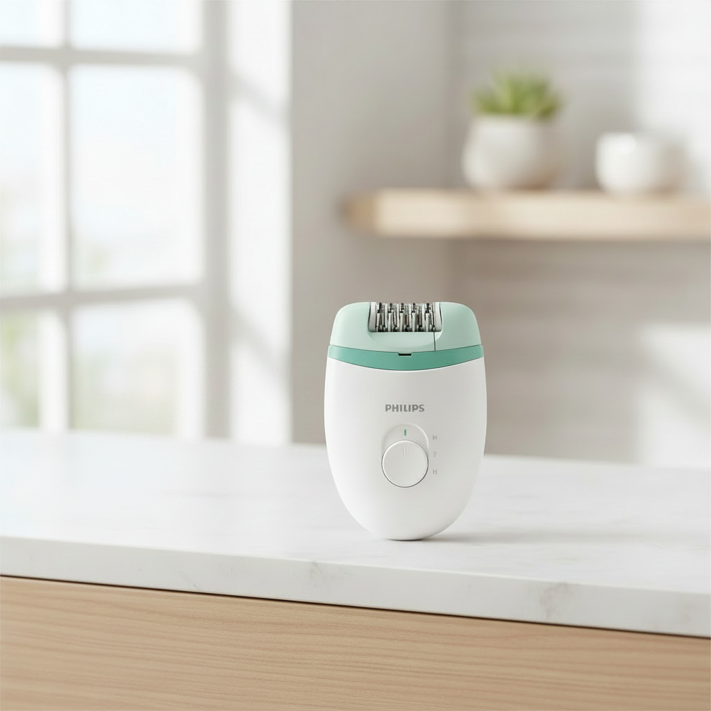 Gemelli Collections Philips Satinelle epilator with ergonomic grip washable head and two speed settings for gently removing hairs as short as 0.5mm from the root for long lasting smooth skin.