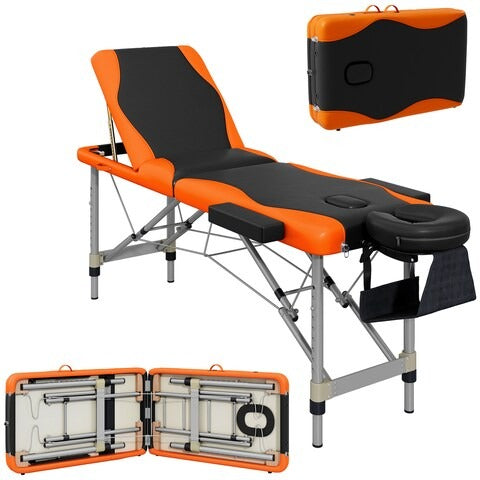 Portable Black & Orange Massage Table, 185 × 70cm PMSGTBL09