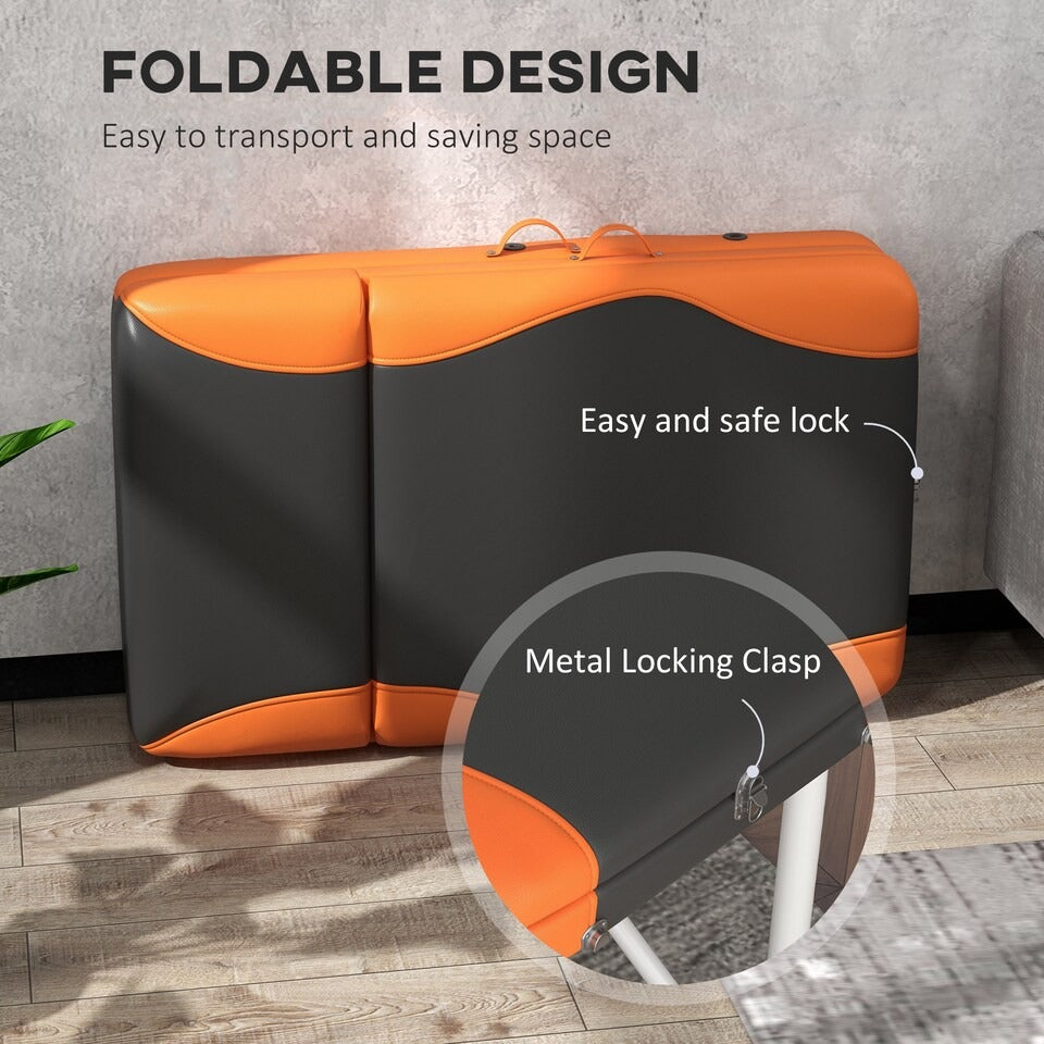 Portable Black & Orange Massage Table, 185 × 70cm PMSGTBL09