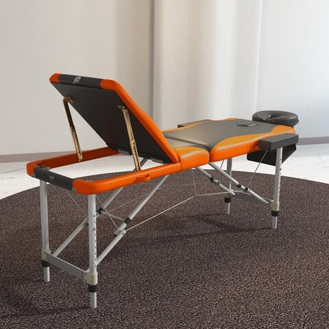 Portable Black & Orange Massage Table, 185 × 70cm PMSGTBL09