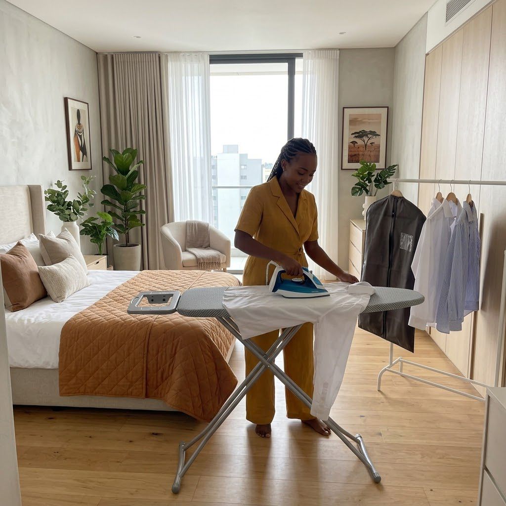Gemelli Collections metallic ironing board with a practical metal construction for everyday clothes ironing.