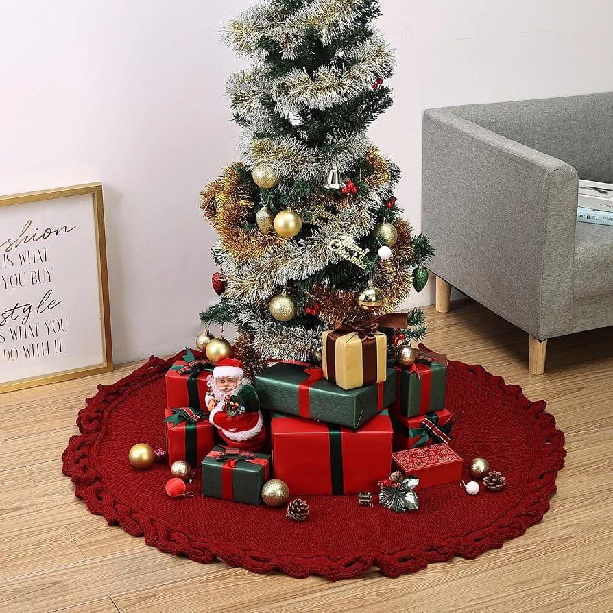 Knitted Christmas tree skirt made from acrylic yarn, 120cm, available in Nairobi, Kenya