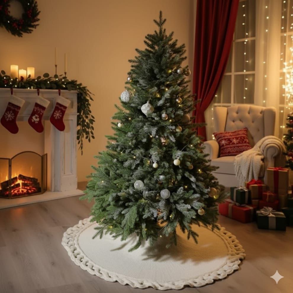 Knitted Christmas tree skirt made from acrylic yarn, 150cm, available in Nairobi, Kenya