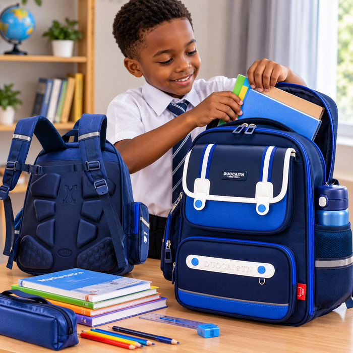 Large-capacity blue Oxford cloth kids school backpack available in Nairobi, Kenya