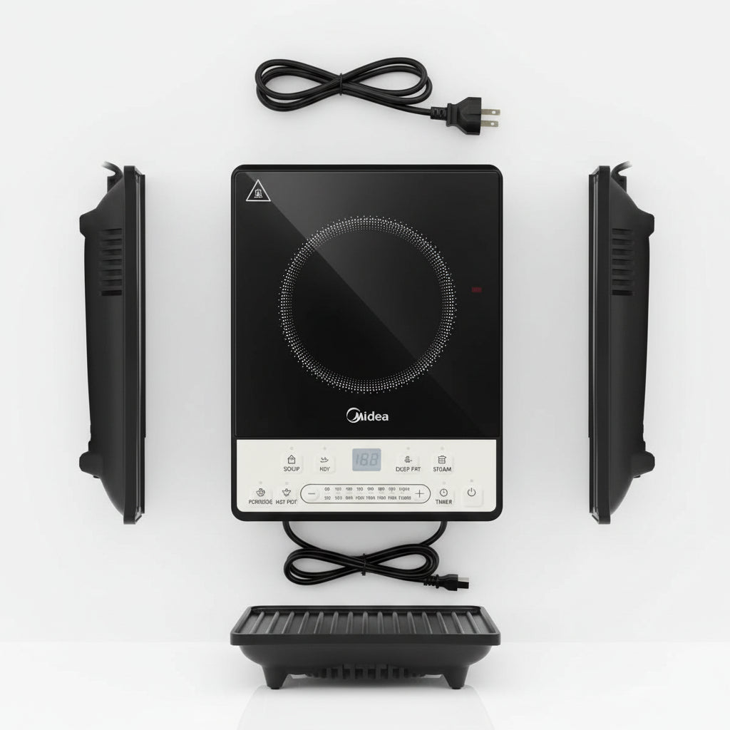 Midea 2100W induction cooker with six programs and Even-Pro heating technology