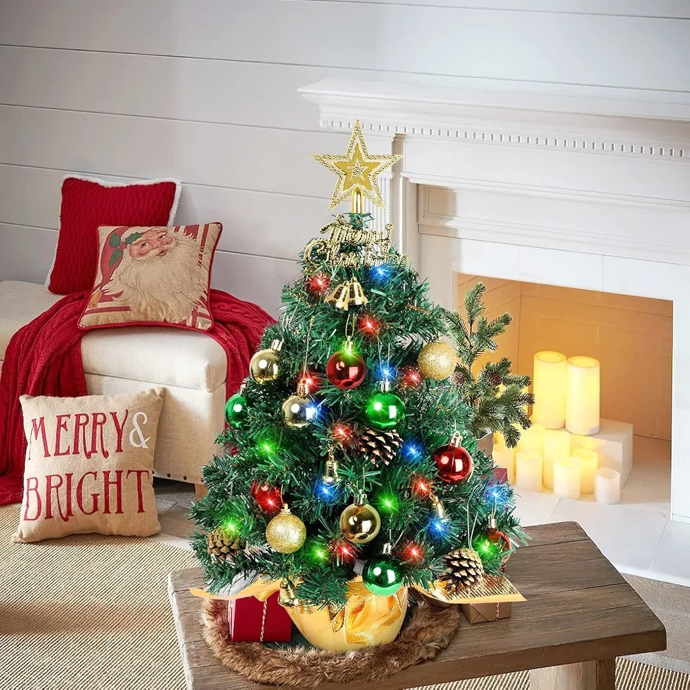 Mini tabletop Christmas tree with decorations and lights, assorted designs, available in Nairobi, Kenya
