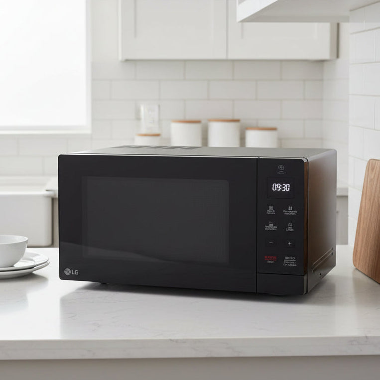 LG MS3032JAS 30L NeoChef® black microwave oven with EasyClean™ interior and LED lamp
