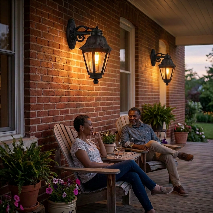 Black ornamental inverted outdoor wall lamp, PVC, E27 base, 430 × 285mm, available in Nairobi, Kenya