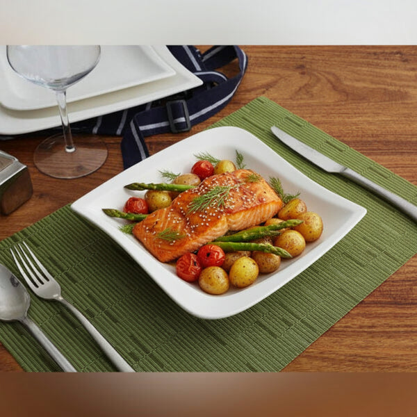 20cm porcelain curved square deep plate ideal for pasta and saucy dishes
