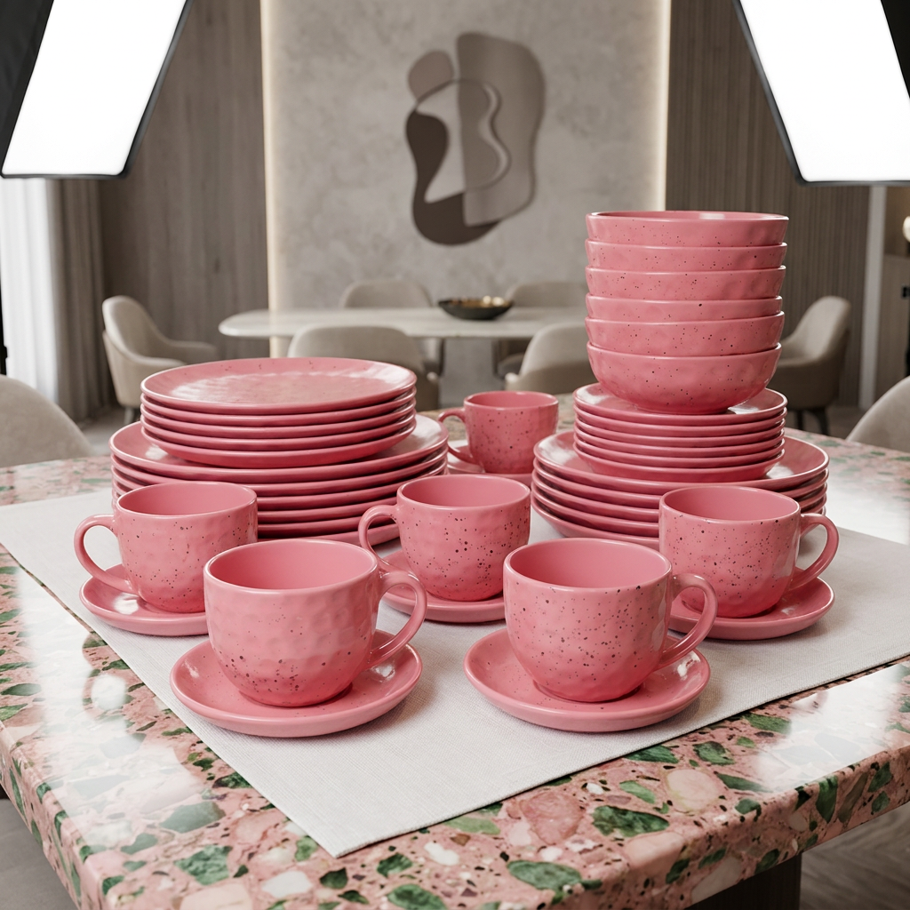 Pink 30 Piece Dinner Set with 6 Mugs, 6 saucers, 6 Side Plates, 6 Dinner Bowls and 6 Dinner Plates, available in Nairobi, Kenya
