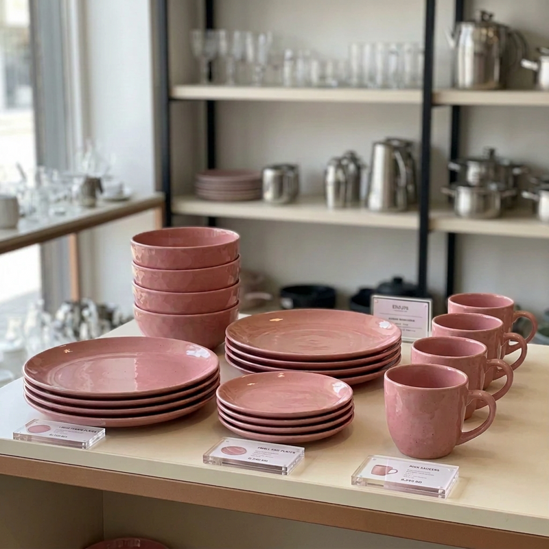 Pink 30 Piece Dinner Set with 6 Mugs, 6 saucers 6 Side Plates, 6 Dinner Bowls and 6 Dinner Plates, available in Nairobi, Kenya