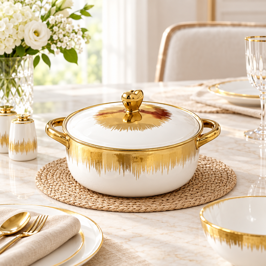 7-Piece Gold Detail Serving Soup Set