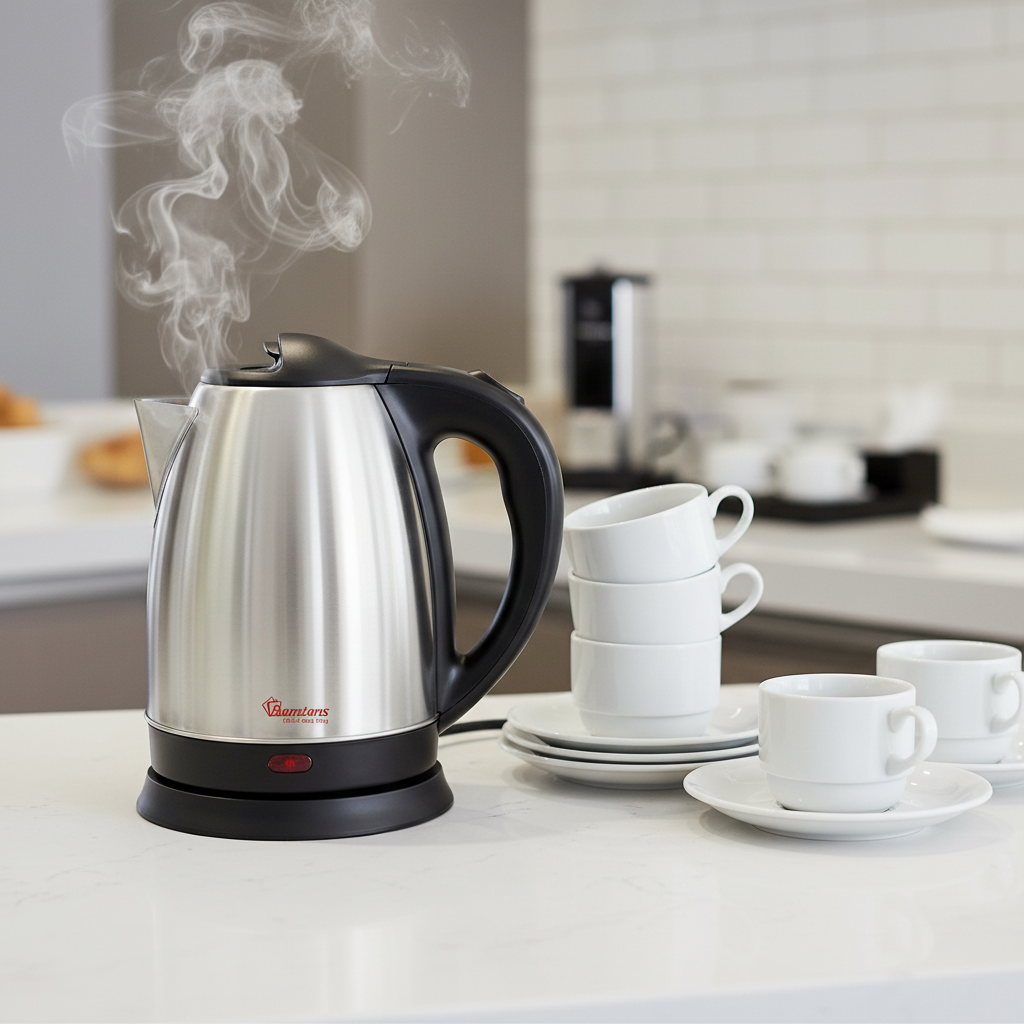 Ramtons 1.7 liter stainless steel cordless electric kettle with dry boil protection