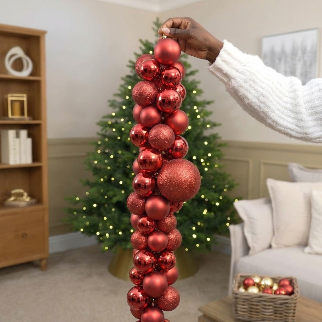 Red Christmas bauble string decoration, 1.8 metres long, available in Nairobi, Kenya