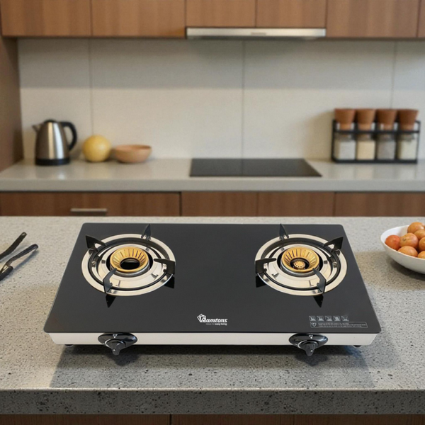 2 burner slim ceramic glass gas cooker RG/537