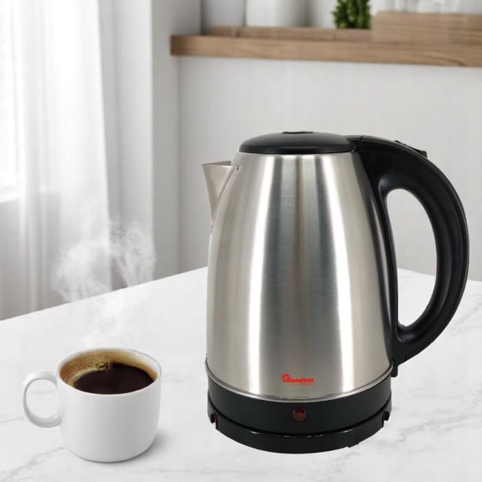 Ramtons 1.7 liter stainless steel cordless electric kettle with 1850 watt heating and triple safety protection