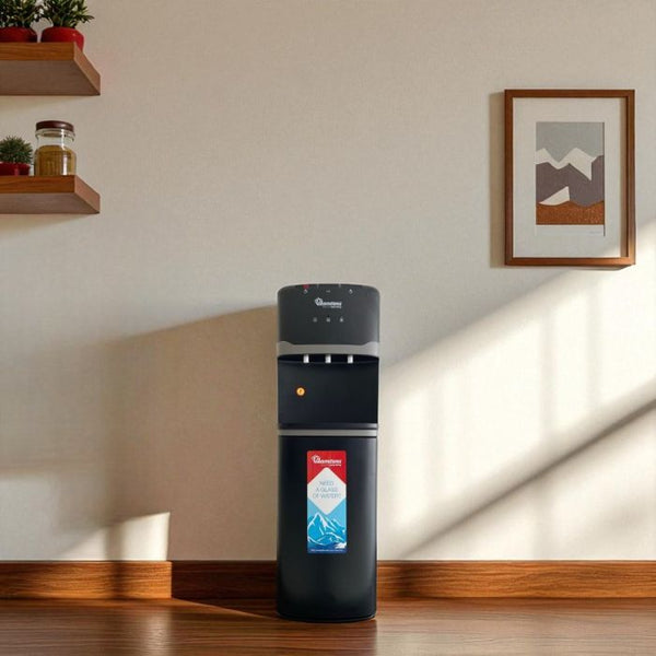 black bottom load water dispenser RM/756 3 tap hot normal cold stainless steel tank