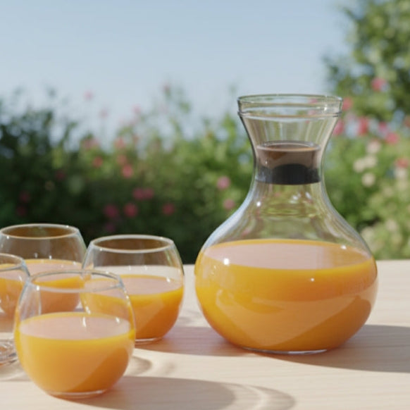 Round Lemon Decanter  with 6 Glasses