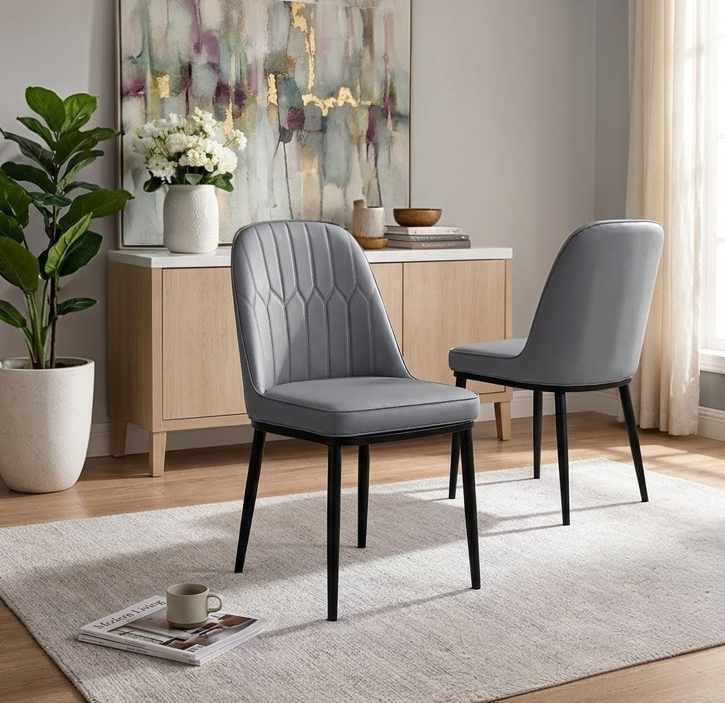 Grey microfibre dining chair with soft comfortable seating